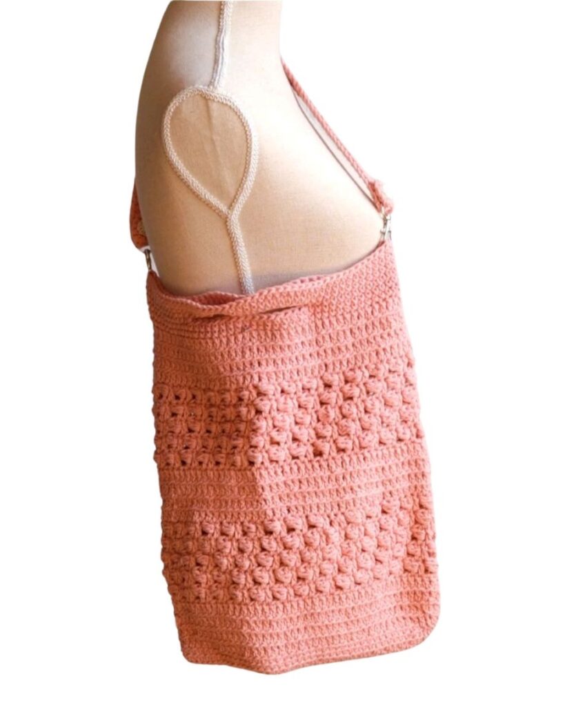 Tas Jess - zachtroze bolletjes patroon met handgrepen en lange draagband 1