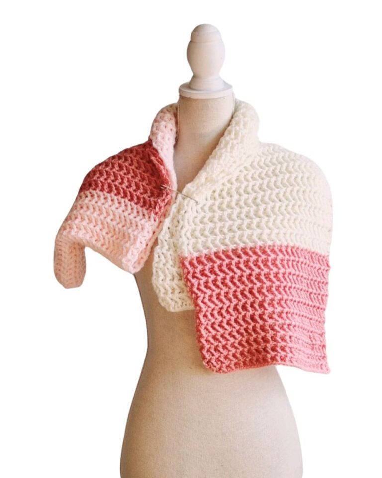 Antje lange sjaal in roze tinten en gebroken wit - ZETTElen Handwerk Atelier