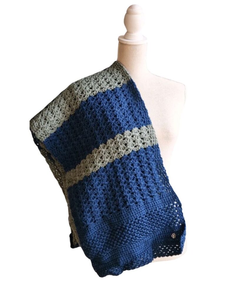 Dottie lange sjaal in blauw en groen - ZETTElen Handwerk Atelier