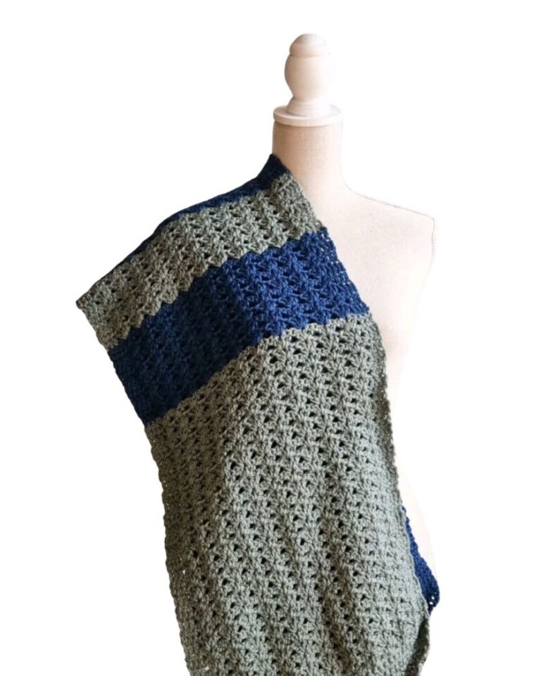 Dottie lange sjaal in blauw en groen - ZETTElen Handwerk Atelier