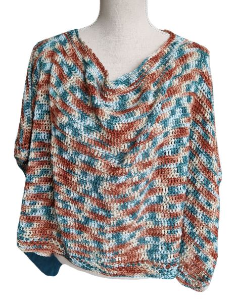 Poncho Hester - aardetinten vierkant - ZETTElen Handwerk Atelier