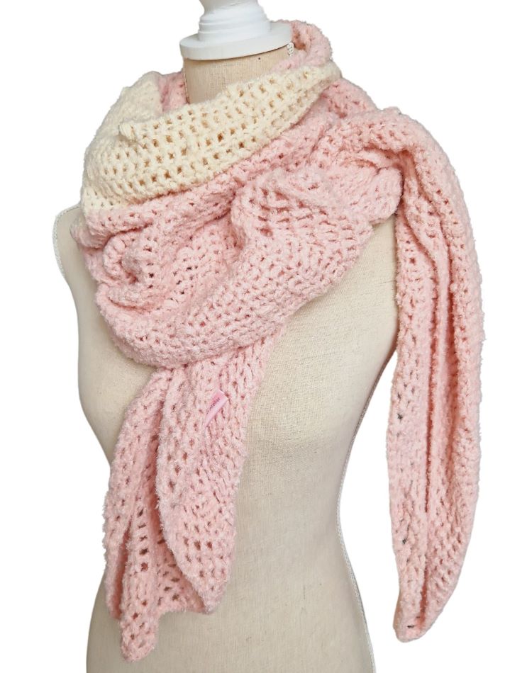 OLIVIA omslagsjaal fluffy roze - ZETTElen Handwerk Atelier