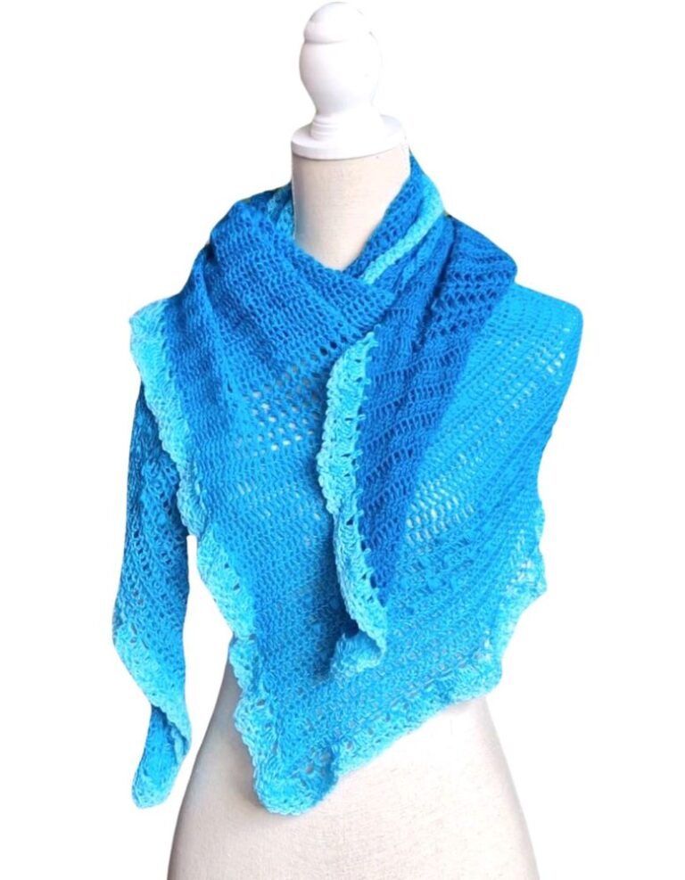 Omslagsjaal bibi in aqua blauw tinten - ZETTElen Handwerk Atelier 9