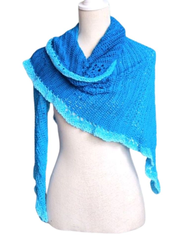 Omslagsjaal bibi in aqua blauw tinten - ZETTElen Handwerk Atelier 9