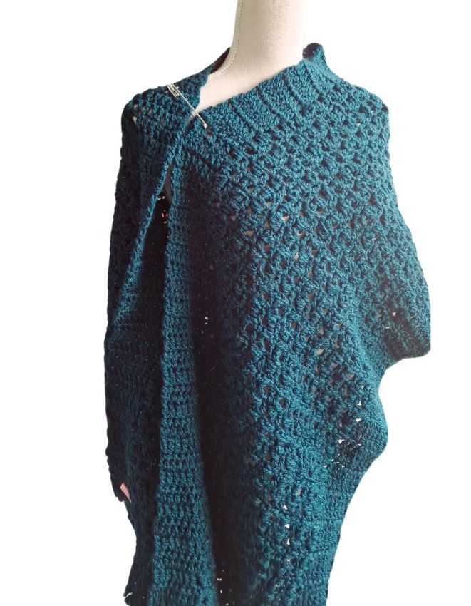 RENATE lange sjaal donkergroen met glittertje - ZETTElen Handwerk Atelier