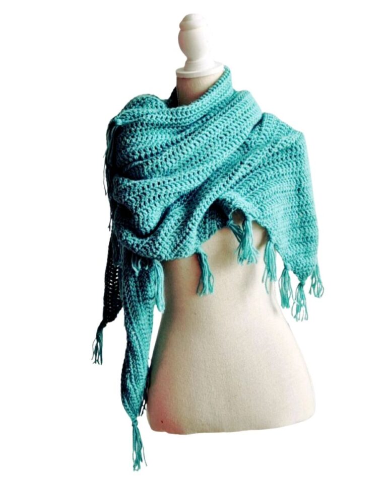 Omslagsjaal Amelia Licht Groen met franjes - ZETTElen Handwerk Atelier