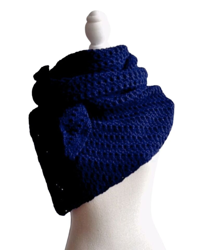 Omslagsjaal Maatje Diep Donkerblauw - ZETTElen Handwerk Atelier