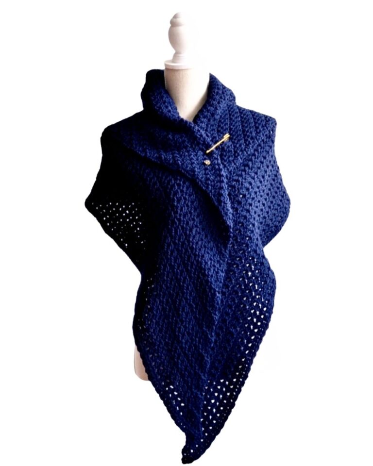 Omslagsjaal Maatje Diep Donkerblauw - ZETTElen Handwerk Atelier