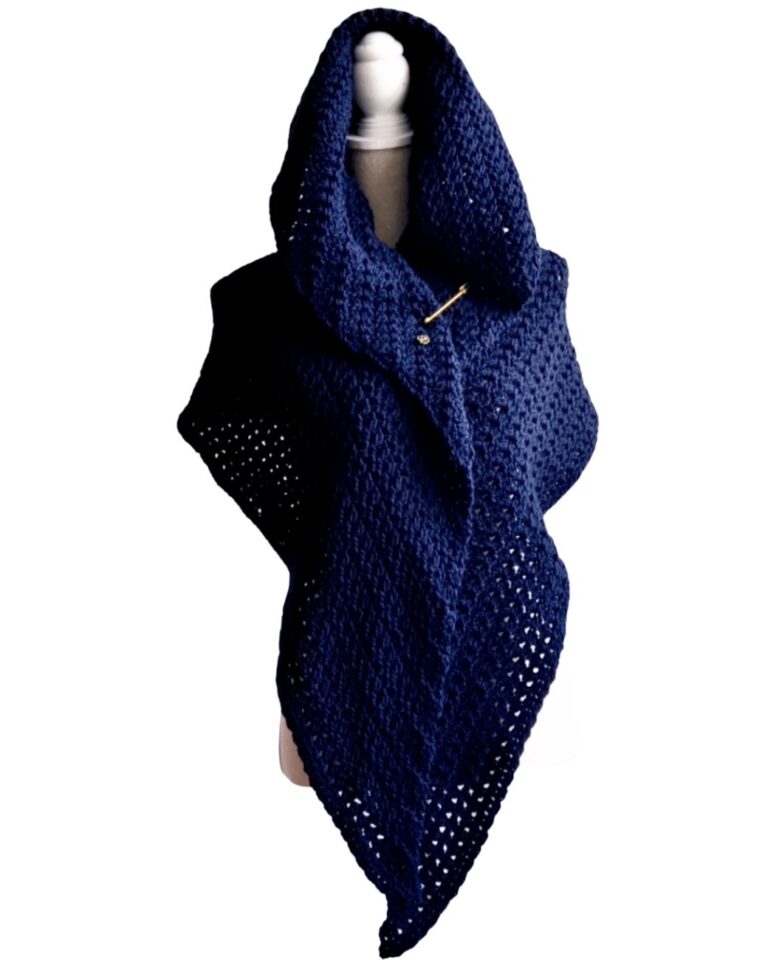 Omslagsjaal Maatje Diep Donkerblauw - ZETTElen Handwerk Atelier